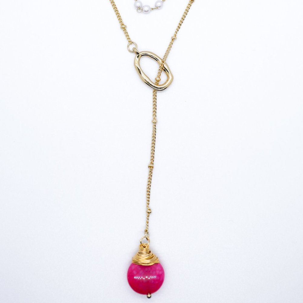 Multi-Strand pearl and gem necklace